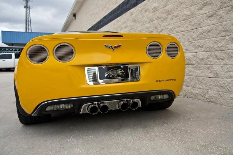 2005-2013 C6 Corvette - Billet Style Taillight Covers w/Blackout Kit 8Pc | Polished Stainless Steel, Blackout Vinyl