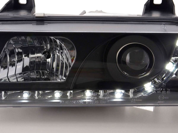 BMW 3-series E36 Coupe Black LED Headlights with Daytime Running Lights (1992-1999)