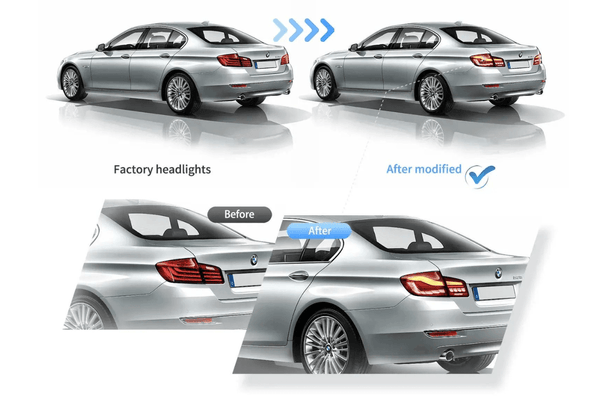 BMW 5-Series F10 F18 M5 6th Gen GTS Style -Red or Smoked- OLED Dynamic LED Tail Lights (2011-2017)