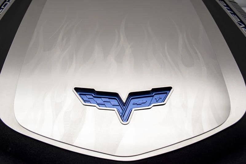 2009-2013 Corvette ZR1 only - Custom Flame Etched Engine Shroud Cover 2Pc | Stainless Steel