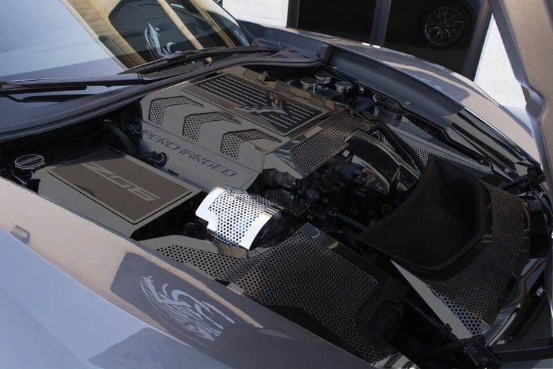 2015-2019 Z06 C7 Corvette - Alternator Cover | Stainless Steel, Choose Polished or Perforated Style