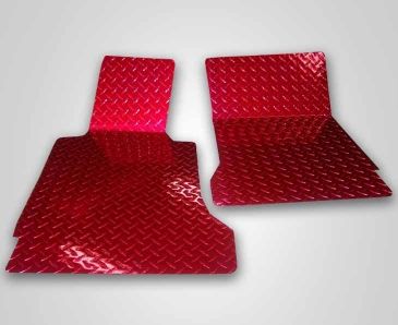 2005-2013 C6 Corvette - Red Diamond Plate Floor Mats 2Pc | Polished Aluminum