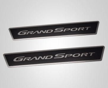 2005-2013 C6 Corvette GS - Outer Door Sills 'Grand Sport' Carbon Fiber | Choose Polished or Brushed Trim