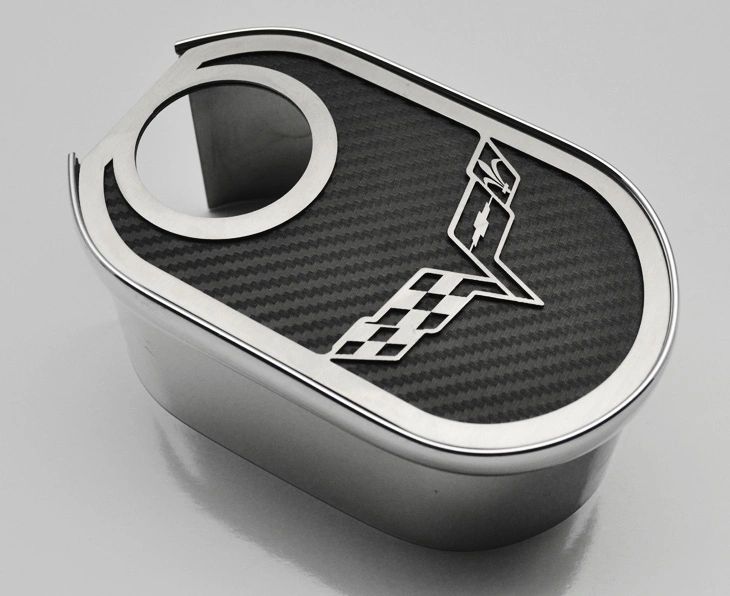 2005-2013 C6/Z06/GS Corvette - Master Cylinder Cover w/Crossed Flags & Cap Cover | Stainless, Choose Color