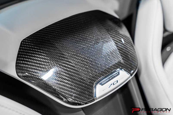 CCS C8 Corvette Carbon Fiber Waterfall Speaker Overlay with Flag
