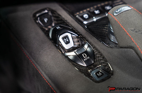 CCS C8 Corvette Red Carbon Fiber Transmission Control Outer Trim