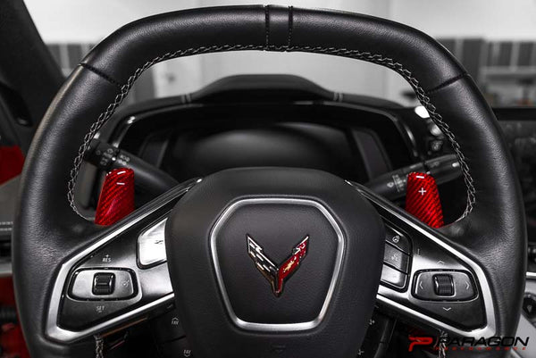 C8 Corvette Red Carbon Fiber Paddle Shifter Replacement