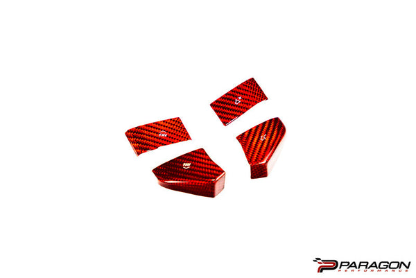 CCS Steering Wheel Red Carbon Fiber Button Covers 4PC  - C8 Corvette