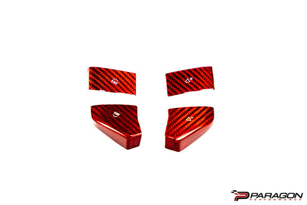 CCS Steering Wheel Red Carbon Fiber Button Covers 4PC  - C8 Corvette