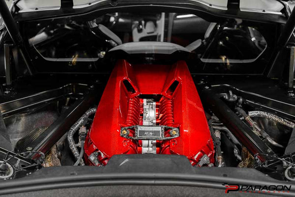 CCS C8 Corvette Z06 LT6 Red Carbon Fiber Engine Cover BLEMISHED