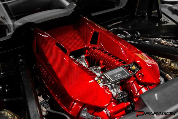 CCS C8 Corvette Z06 LT6 Red Carbon Fiber Engine Cover BLEMISHED