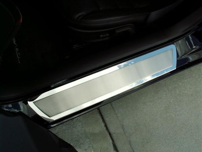 2005-2013 C6 Corvette - Outer Door Sills Polished w/Brushed Inserts 2Pc | Stainless Steel