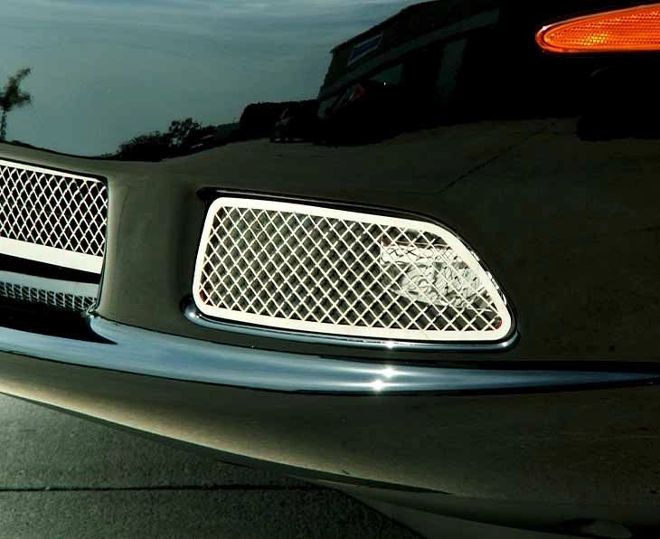 2005-2013 C6 Corvette - Driving Light Covers Laser Mesh 2Pc | Polished Stainless Steel