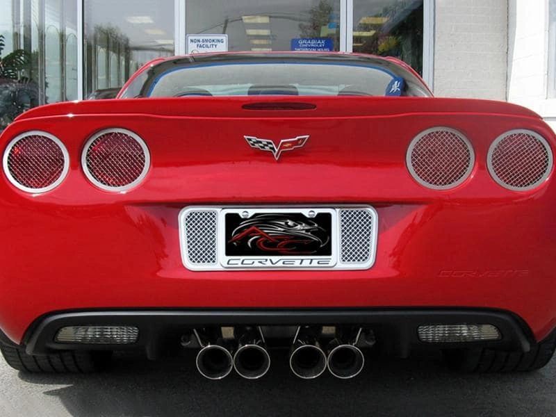 2005-2013 C6 Corvette - Taillight Grilles Laser Mesh 4Pc | Polished Stainless Steel