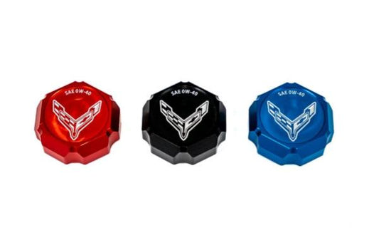 C8 Corvette Flag Billet Oil Cap Cover - Black, Blue or Red