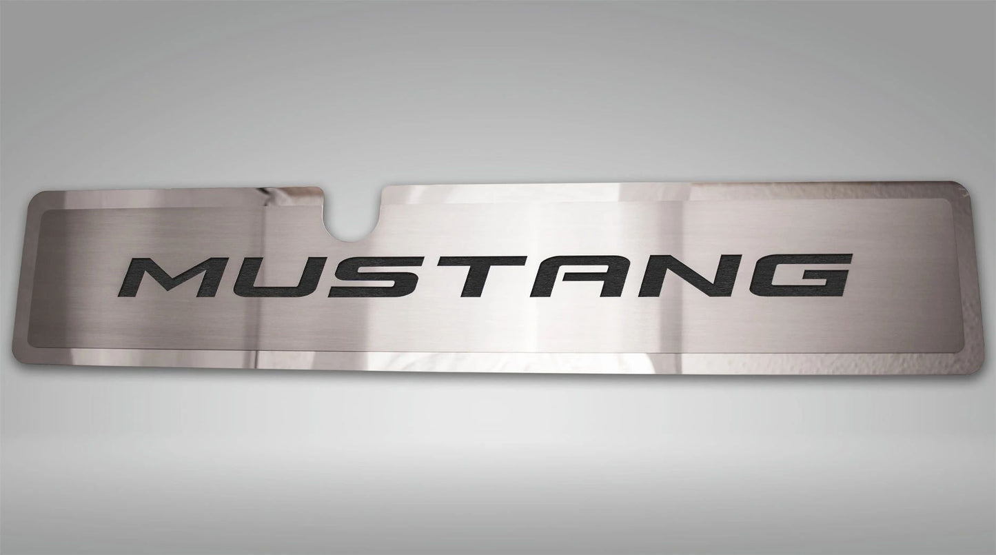 2015-2017 Mustang GT/EcoBoost - Radiator Cover Vanity Plate 'MUSTANG' | Brushed, Choose Inlay Color