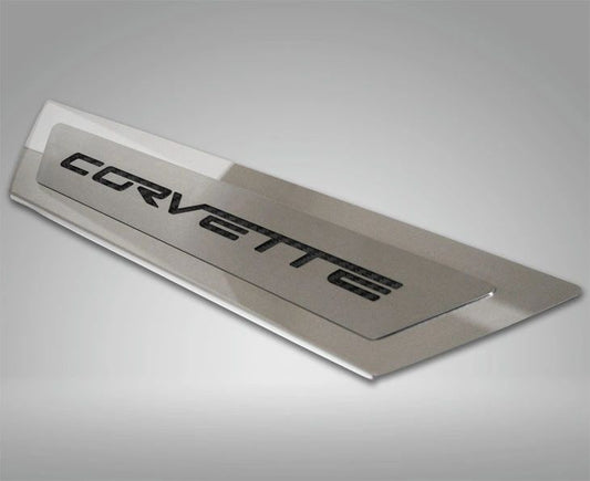 2005-2013 C6 Corvette - Outer Door Sills 'CORVETTE' Inlay 2Pc | Polished Stainless & Carbon Fiber