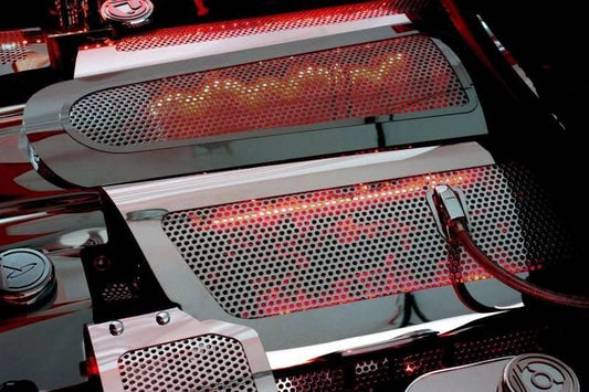 2005-2007 C6 Corvette - Illuminated Fuel Rail Replacement Covers Perforated | Stainless Steel, Choose LED Color