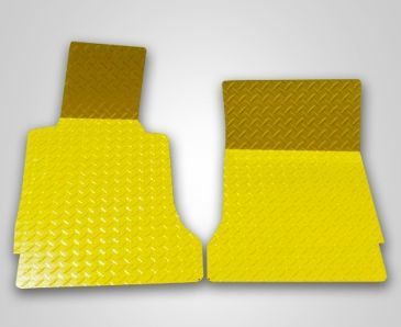 2005-2013 C6 Corvette - Yellow Diamond Plate Floor Mats 2Pc | Polished Aluminum