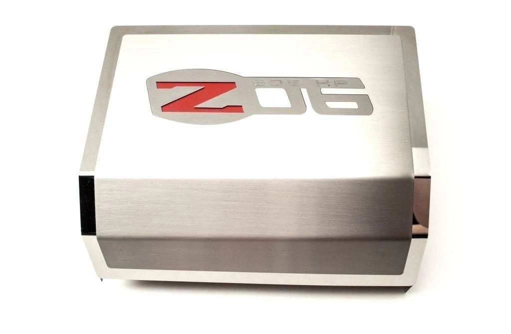 2006-2013 Z06 Corvette - Fuse Box Cover with Z06 Logo | Brushed/Polished Stainless Steel