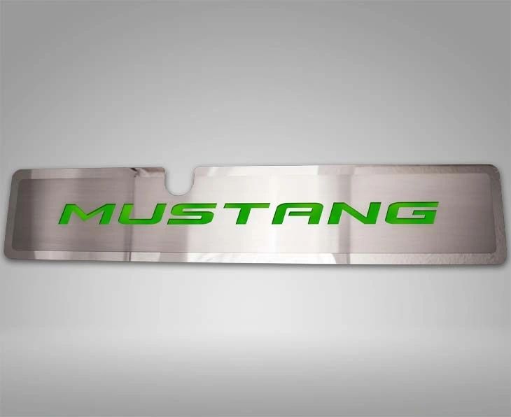 2015-2017 Mustang GT/EcoBoost - Radiator Cover Vanity Plate 'MUSTANG' | Brushed, Choose Inlay Color