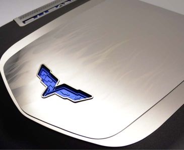 2009-2013 Corvette ZR1 only - Custom Flame Etched Engine Shroud Cover 2Pc | Stainless Steel