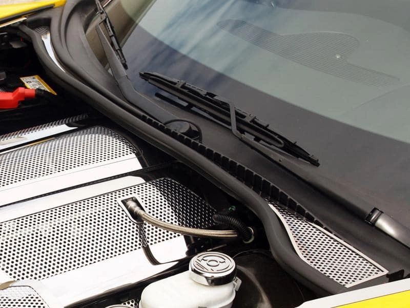 2008-2013 C6/GS Corvette - Wiper Cowl Cover Perforated Style 2Pc | Polished Stainless Steel