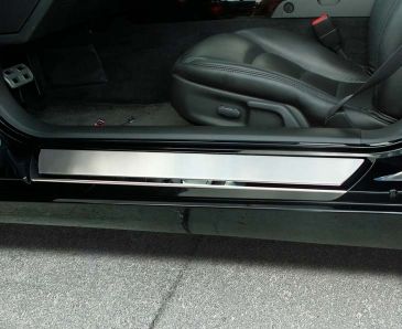 2005-2013 C6 Corvette - Outer Door Sills Polished w/Brushed Inserts 2Pc | Stainless Steel