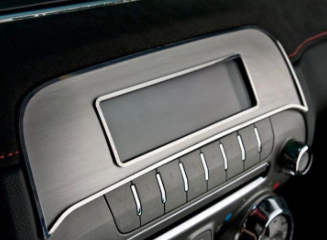 2010-2015 Camaro - Factory Radio Trim Plate | Brushed Stainless Steel with Polished Bezel