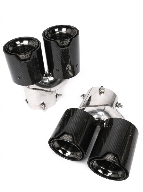 Carbon Fiber Dual Exhaust Tips for BMW M340i M240i M440i | G20 G42 G22 G23 G26 | Y-Pipe Single-to-Dual Conversion | Sold as Pair