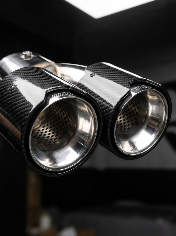 Carbon Fiber Dual Exhaust Tips for BMW M340i M240i M440i | G20 G42 G22 G23 G26 | Y-Pipe Single-to-Dual Conversion | Sold as Pair
