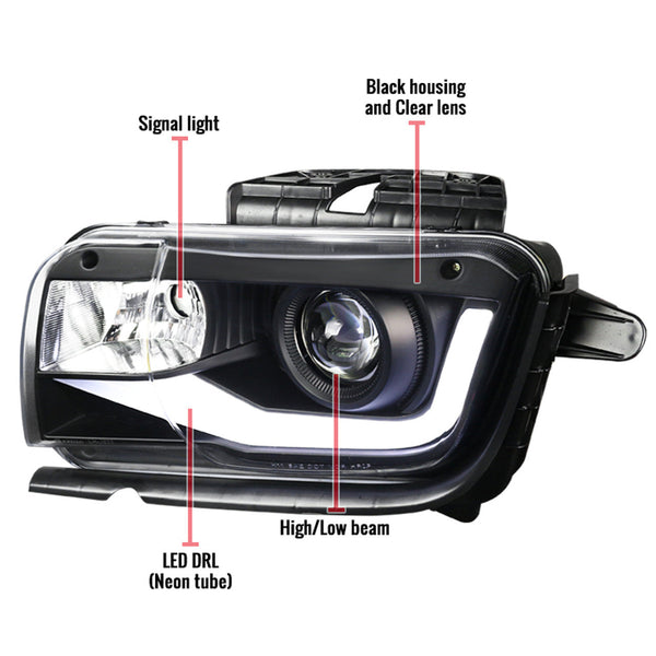 2010-2013 Chevy Camaro 6th Gen Style Headlights – OEM Bumper Fitment, LED Light Bar
