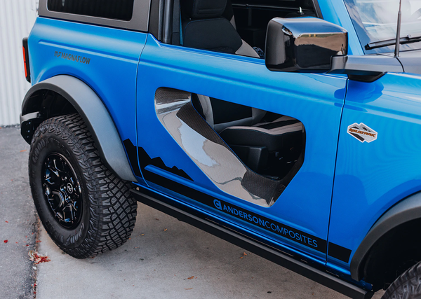 2021-2024 FORD BRONCO FIBERGLASS HALO DOORS WITH CARBON FIBER INSERTS (2-DOOR)