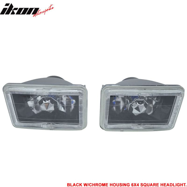 Universal 4X6 Square H4 Headlight Lamp With Halogen Bulb Clear Lens