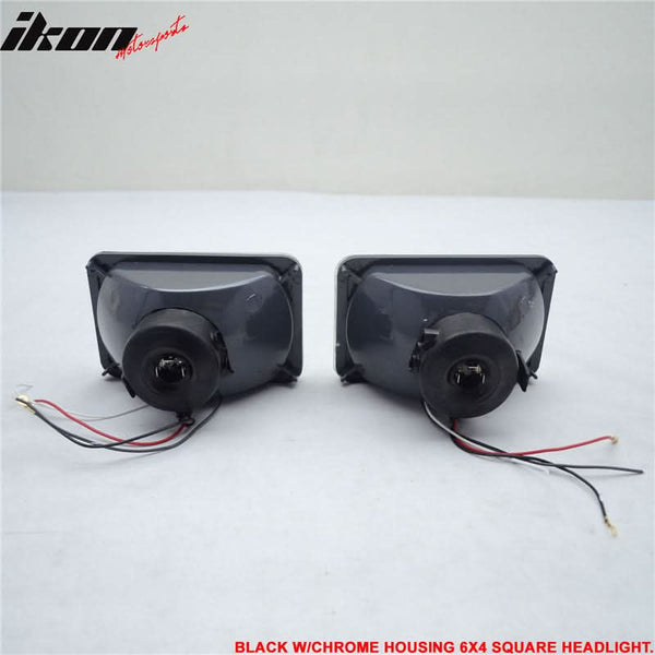 Universal 4X6 Square H4 Headlight Lamp With Halogen Bulb Clear Lens