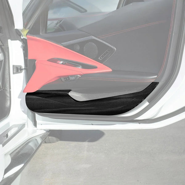 Corvette C8 Dry Carbon Fiber Interior Front Lower Door Kick Panel Cover Overlays