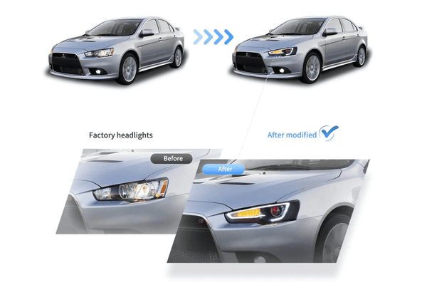 Mitsubishi Lancer Evo X GSR 10th Gen (CZ4A) Demon Eyes Dual Beam Projector Headlights (2008-2017)