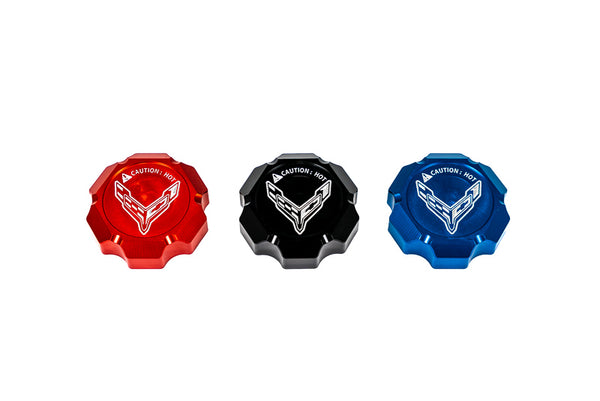 C8 Corvette Flag or Paragon Billet Coolant Cap Cover - Black, Blue or Red