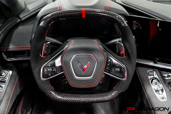 Paragon Performance C8 Corvette Z06 Style Carbon Fiber Steering Wheel - Fluorescent Yellow